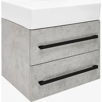 Nábytek Koupelnová skříňka s umyvadlem a černou úchytkou SAT Cube Way 60x53x46 cm beton mat CUBE46C602BESATCWL