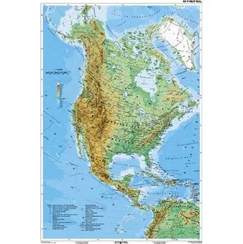 Severní a Střední Amerika geografická/ politická - mapa A3