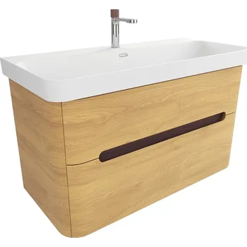 Koupelnový nábytek Koupelnová skříňka s umyvadlem SAT Fusion 97,5x53x45 cm dub medový mat SATFUSION2100DMMWB