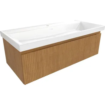 Koupelnový nábytek Koupelnová skříňka s umyvadlem SAT Evolution 98x30x44,5 cm dub medový mat SATEVO100DMU4