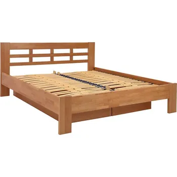 Postel Dvoulůžková postel z masivu s úložným prostorem ANGELA 180x200 cm švestka