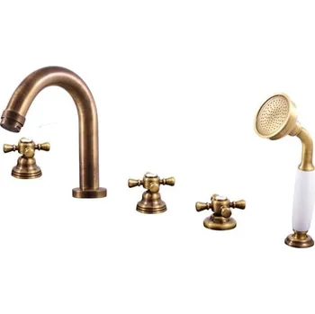 Vodovodní baterie Vanová baterie RAV SLEZÁK Morava se sprchovým setem stará mosaz MK362.5PSM