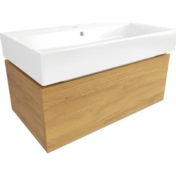 Koupelnový nábytek Koupelnová skříňka s umyvadlem SAT Feel 80x30x46 cm medový dub mat SATFEEL80DMU2