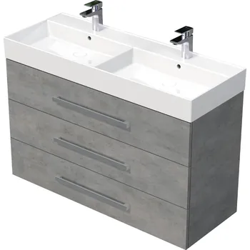 Koupelnový nábytek Koupelnová skříňka s umyvadlem Naturel Cube Way 120x76,5x46 cm beton mat CUBE461203BESAT