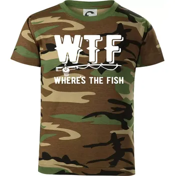 Chlapecké oblečení Wheres's the Fish WTF - Dětské maskáčové triko - 134 cm/8 let ( Hnědý maskáč )
