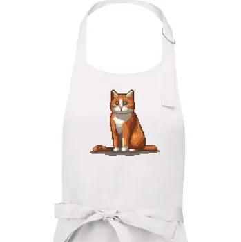 Kuchyňská zástěra Kočka rezavá - Dámská zástěra na vaření - Univerzální velikost ( Bílá )