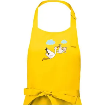 Kuchyňská zástěra Čáp čekáme miminko - neutrální - Pánská zástěra na vaření - Univerzální velikost ( Žlutá )