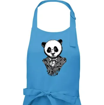 Kuchyňská zástěra Panda gentleman - Pánská zástěra na vaření - Univerzální velikost ( Světlý tyrkys )