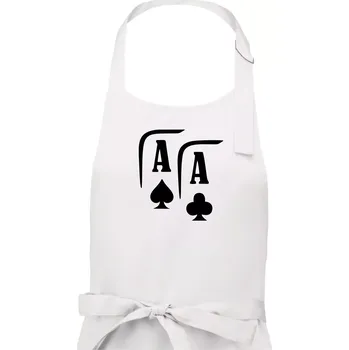 Kuchyňská zástěra Poker AA - Dámská zástěra na vaření - Univerzální velikost ( Bílá )