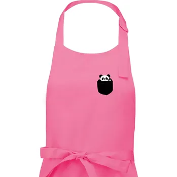 Kuchyňská zástěra Panda v kapse - Dámská zástěra na vaření - Univerzální velikost ( Růžová )