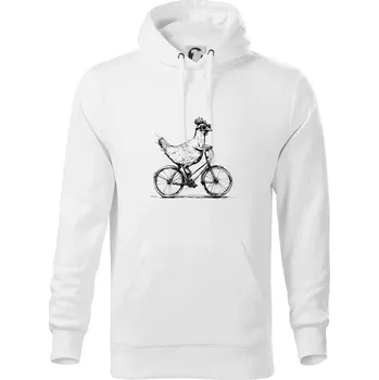 Pánská mikina Slepice na kole - Mikina pánská Cape s kapucí - 5XL ( Bílá )