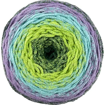 Příze Chainy Cotton Cake ReTwisst 70 variace šedá pastelově fialová mintová a zelená
