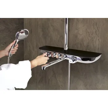 Vodovodní baterie Vanová baterie RAV SLEZÁK s poličkou černá/chrom MU253.5/5SC