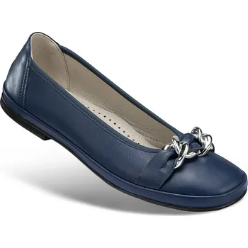 Dámská zdravotní obuv Dámské baleríny s ozdobnou přezkou, hladká useň, modrá, velikost: 36
