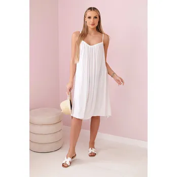 Dámské šaty Kesi Viskózové šaty Anemarie na ramínka - výprodej Barva: Bílá, Velikost: UNI