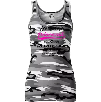 Dámské tričko Je těžké být princezna - ředitelka - Dámské Maskáčové tílko - M ( Šedý maskáč )