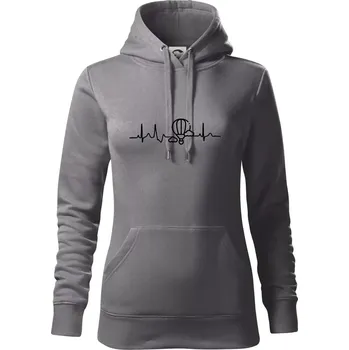 Dámská mikina EKG létání balonem - Mikina dámská Cape s kapucí - 2XL ( Ocelově šedá )