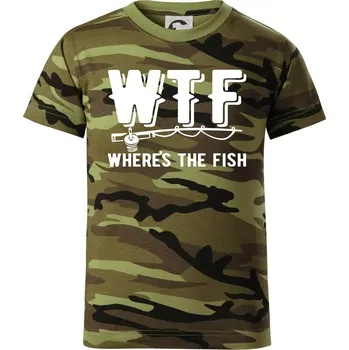 Chlapecké oblečení Wheres's the Fish WTF - Dětské maskáčové triko - 134 cm/8 let ( Zelený maskáč )