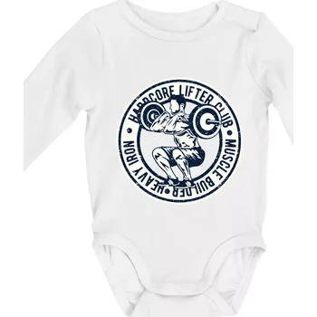 Hardcore Lifter heavy iron - Body kojenecké s dlouhým rukávem - Dlouhý r. 6-12 měs ( Bílá )