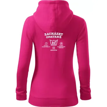 Dámská mikina Zacházet opatrně 50 - Dámská mikina trendy zipper s kapucí - XS ( Purpurová )