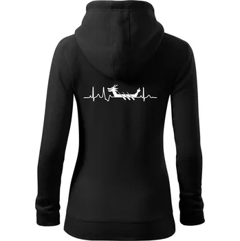 Dámská mikina EKG dračí loď - Dámská mikina trendy zipper s kapucí - L ( Černá )