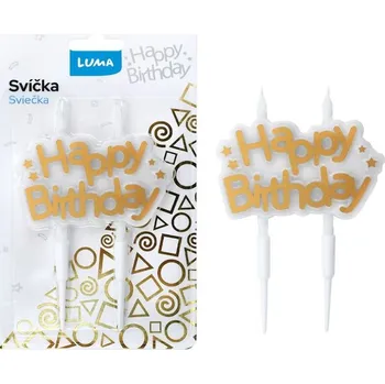 Party dekorace Svíčka HAPPY BIRTHDAY - zlatá