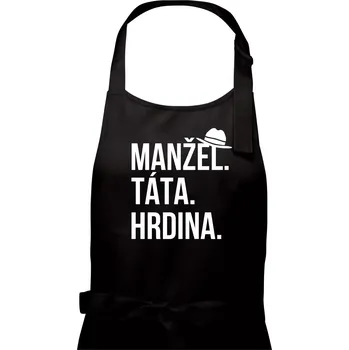 Kuchyňská zástěra Manžel táta hrdina - Pánská zástěra na vaření - Univerzální velikost ( Černá )
