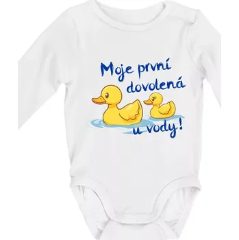 Kojenecký body Moje první dovolená u vody - holčička - Body kojenecké s dlouhým rukávem - Dlouhý r. do 3 měs ( Bílá )