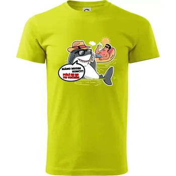 Žralok musím končit - Klasické pánské triko vyšší gramáže - XS ( Limetková )