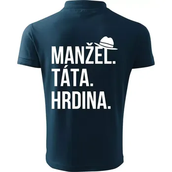 Pánská košile Manžel táta hrdina - Polokošile pánská Pique Polo 203 - 3XL ( Námořní modrá (velmi tmavá - téměř černá) )