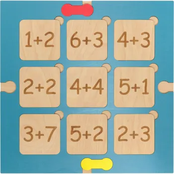 Dřevěná hračka Dřevěná vkládačka NUKI - příklady na sčítání II.