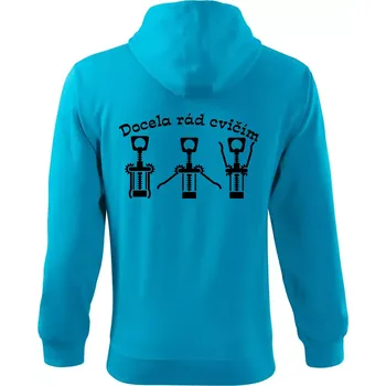 Pánská mikina Docela rád cvičím - Mikina s kapucí na zip trendy zipper - S ( Světlý tyrkys )