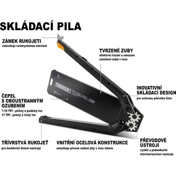 Pila ocaska Toughbuilt Skládací japonská pilka Ryoba