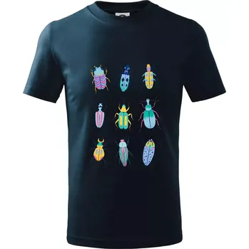 Chlapecké tričko Barevní brouci (studio-arte.cz) - Tričko dětské bavlněné - 134 cm/8 let ( Námořní modrá (velmi tmavá - téměř černá) )