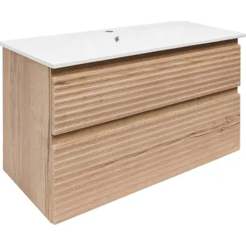 Koupelnová skříňka 2 zásuvková s umyvadlem Naturel Savona 98x53x44,8 cm dub Halifax mat SAVONA2100DH