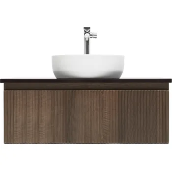 Koupelnový nábytek Koupelnová skříňka s umyvadlem a baterií SAT Evolution 98x30x44,8 cm ořech mat SATEVO100NADBUB