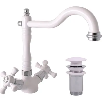 Vodovodní baterie Umyvadlová baterie RAV SLEZÁK Morava s clic-clacem bílá/chrom MK321.5/8BC