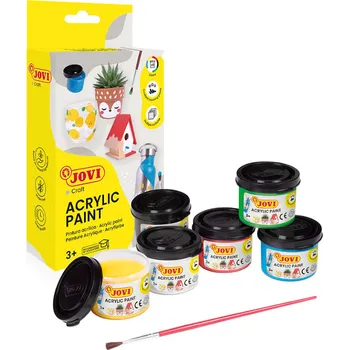 Speciální výtvarná barva Akrylové barvy DECOR AKRYL, sada 6 × 55 ml + štětec