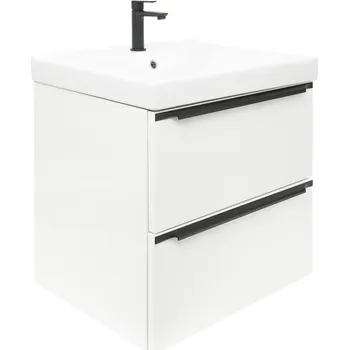 Nábytek Koupelnová skříňka s umyvadlem Naturel Nobia 60x60x46 cm bílá lesklá lesk NOBIA60ZBLVER