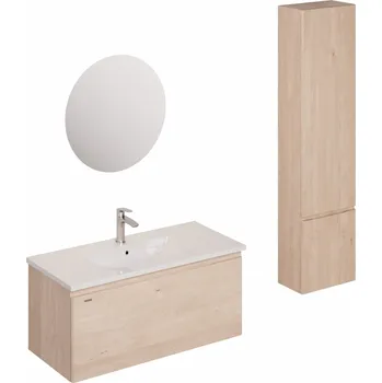 Umyvadlo Koupelnová sestava s umyvadlem včetně umyvadlové baterie, vtoku a sifonu Naturel Ancona akácie KSETANCONA2