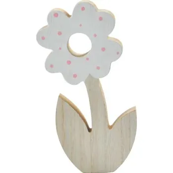 Velikonoční dekorace MFP kytička 17,5cm bílá dřevo 2221621