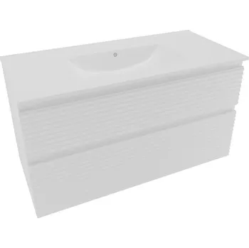 Koupelnová skříňka 2 zásuvková s umyvadlem Naturel Savona 98x53x44,8 cm bílá lesk SAVONA2100BI