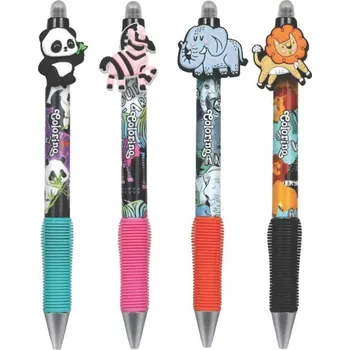 Gumovatelné pero Colorino s gumovým gripem - ZOO, mix motivů