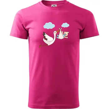 Pánská móda Čáp čekáme miminko - kluk - Klasické pánské triko vyšší gramáže - XL ( Purpurová )