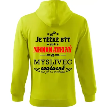 Pánská mikina Je těžké být neodolatelný myslivec - Mikina s kapucí na zip trendy zipper - 2XL ( Limetková )