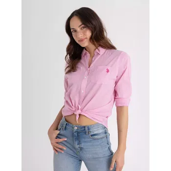 Dámské tričko U.S.Polo Assn. dámská košile s dlouhým rukávem AIRY růžová M