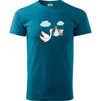 Pánské tričko Čáp čekáme miminko - kluk - Klasické pánské triko vyšší gramáže - 4XL ( Petrolejová )