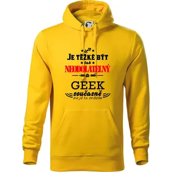 Pánská mikina Je těžké být neodolatelný geek - Mikina pánská Cape s kapucí - XL ( Žlutá )