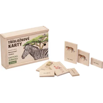 Pexeso Třísložkové karty 10 druhů - exotická zvířátka