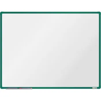 boardOK Bílá magnetická tabule s emailovým povrchem 120 × 90 cm, zelený rám